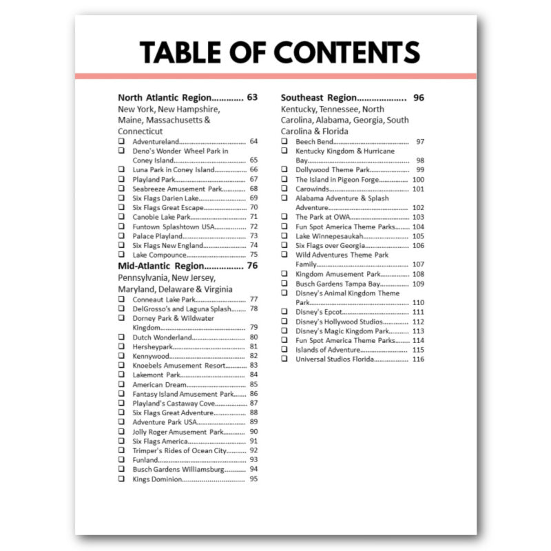 Amusement Parks Bucket Journal - Printable