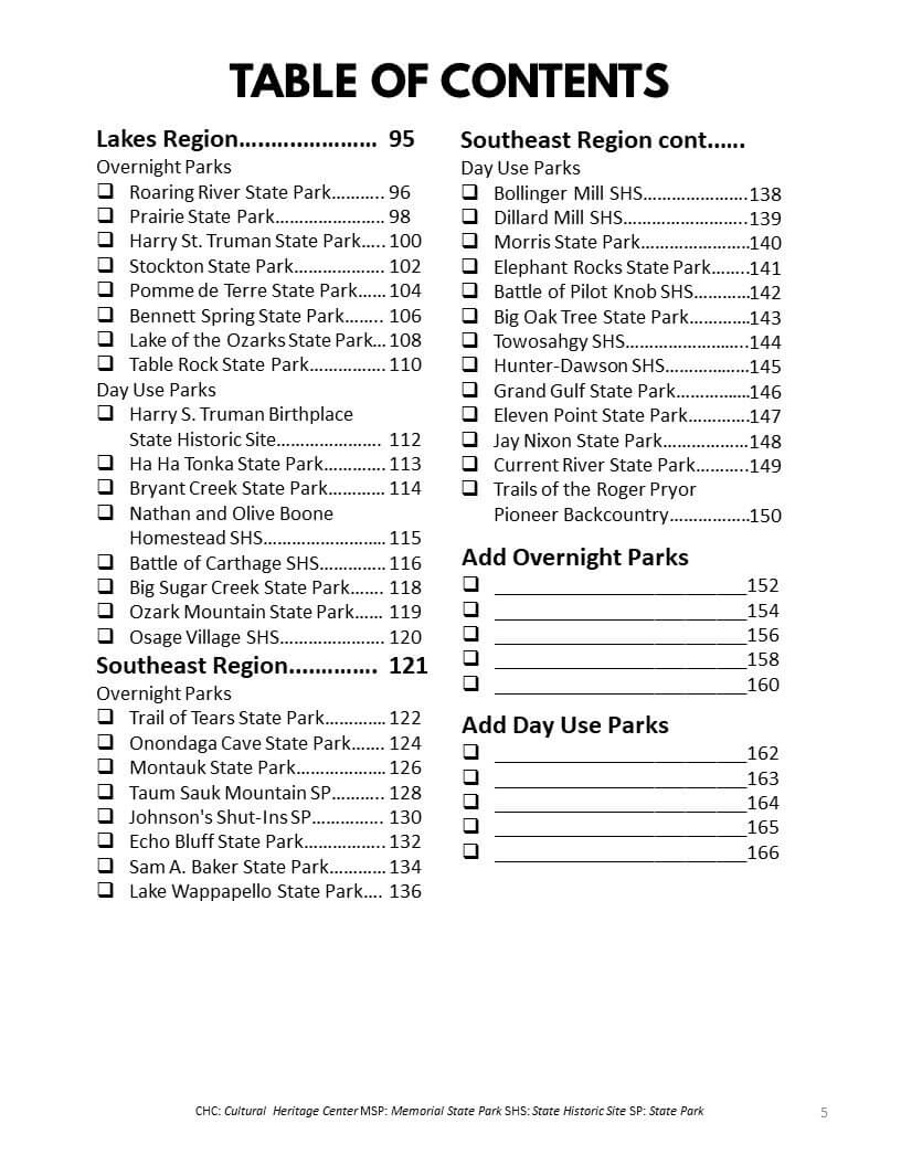 Missouri State Parks Bucket Journal - Spiral