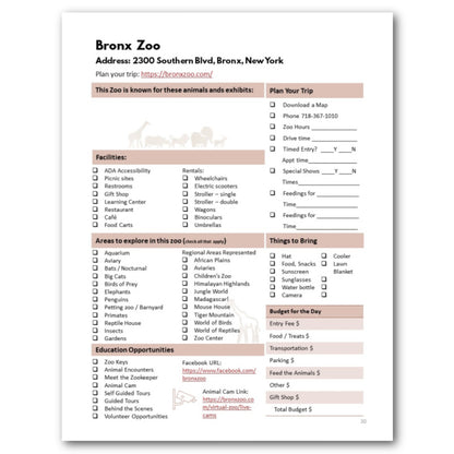 North Atlantic States Zoo Bucket Journal - Printable