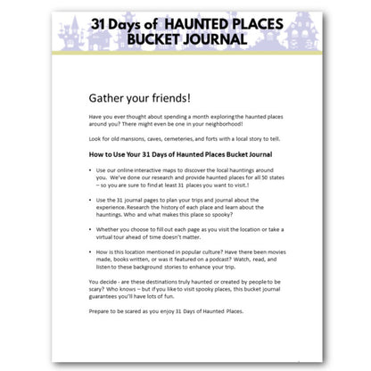 31 Days of Haunted Places - Printable