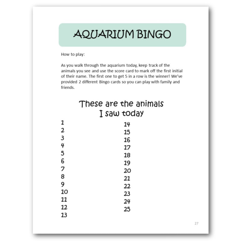 Aquarium Bucket Journal for Kids