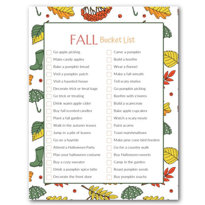 Fall Bucket Journal - Printable