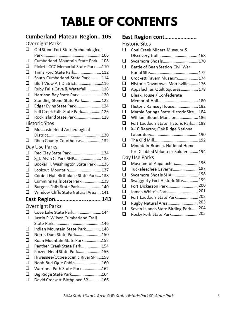 Tennessee State Parks Bucket Journal - Spiral