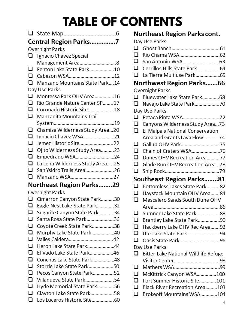 New Mexico State Parks Bucket Journal - Printable
