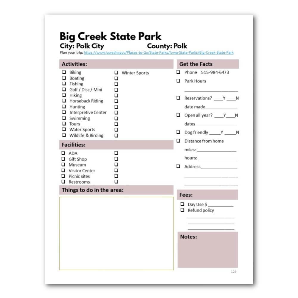 Iowa State Parks Bucket Journal - Spiral