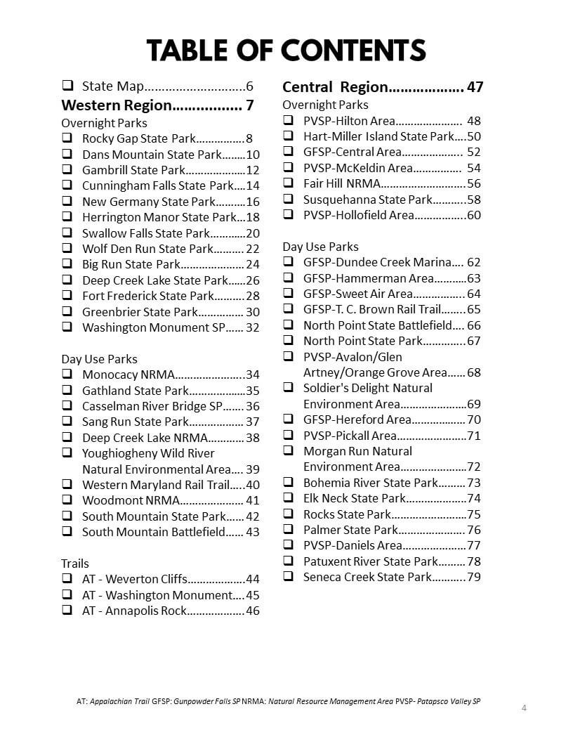 Maryland State Parks Bucket Journal - Spiral