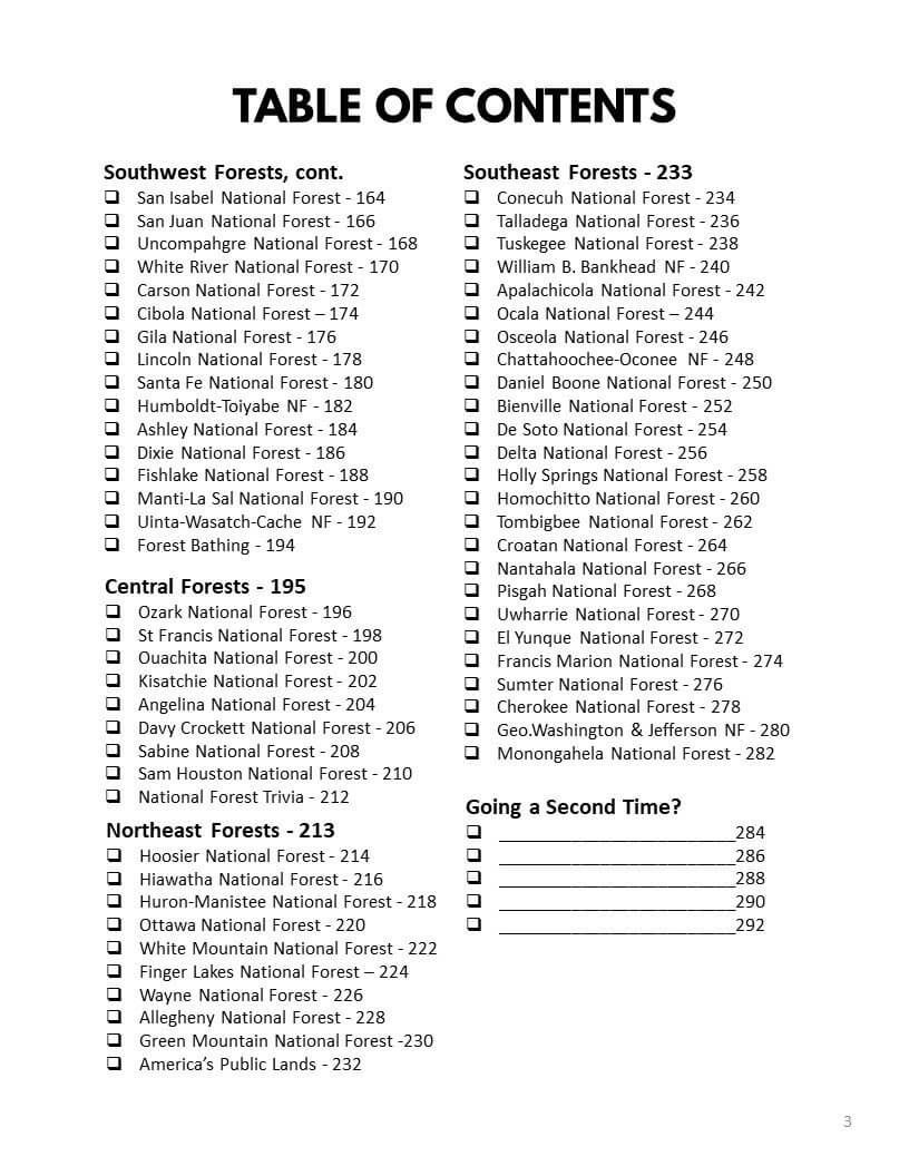 National Forests Bucket Journal - Printable
