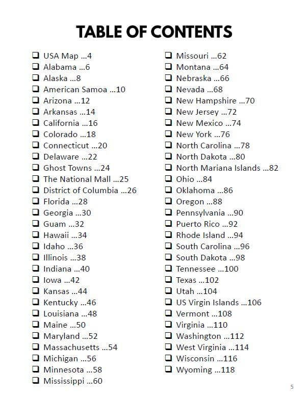 US States & Territories Bucket Journal - Spiral